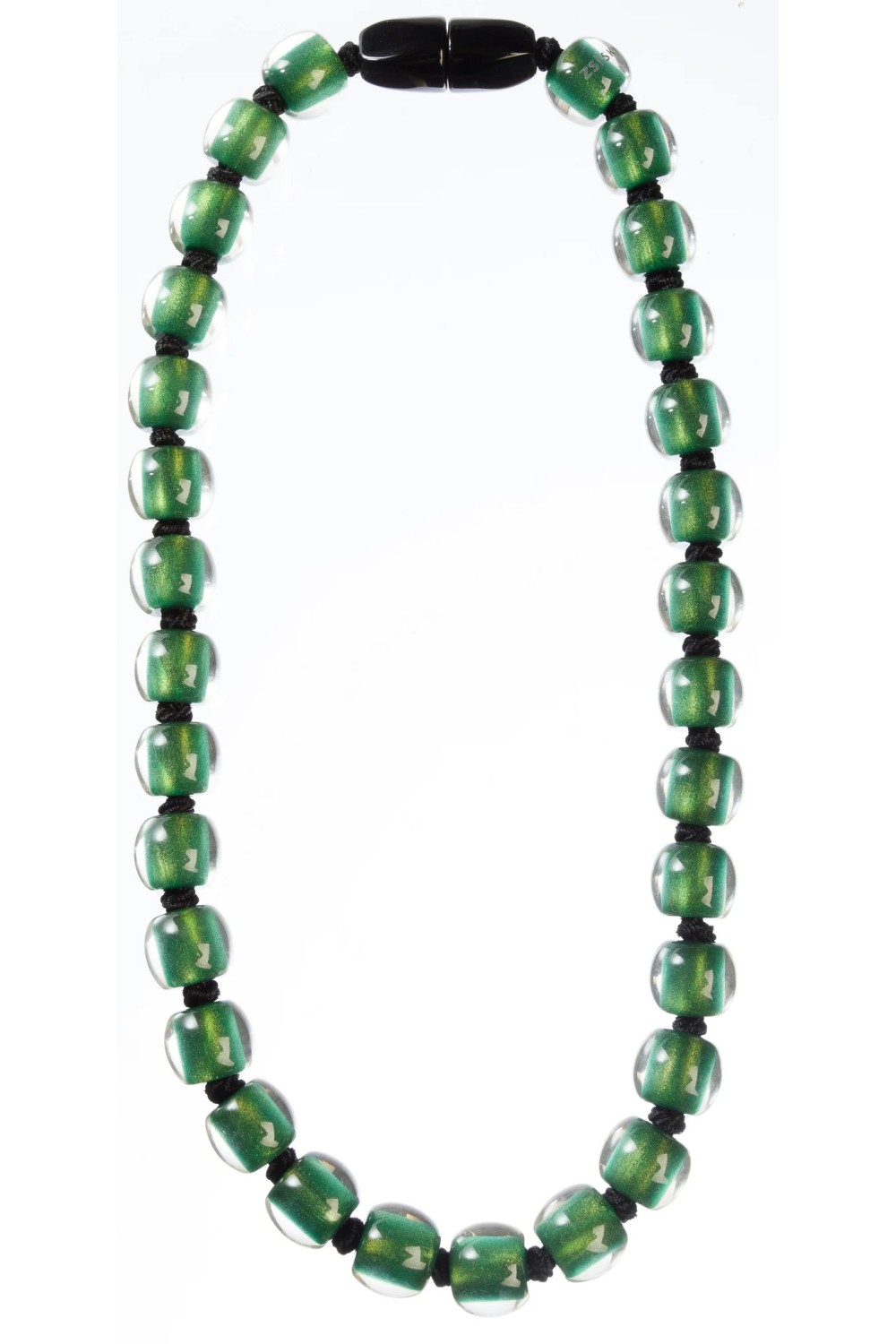 ZSISKA DESIGN COLOURFUL BEADS MAGNETIC CLOSURE NECKLACE DARK GREEN